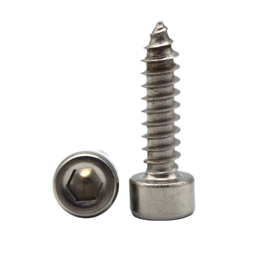 50Pcs M3.5 304 Stainless Steel Hex Socket Cylinder Cap Head Self Tapping Screw Wood Screws Speaker Screws Optional Length