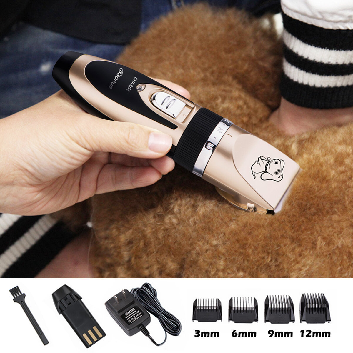 Pet Electric Clippers,Pevrosd Professional Mute Grooming Kit Animal Pet Cat Dog Hair Trimmer Clipper Shaver