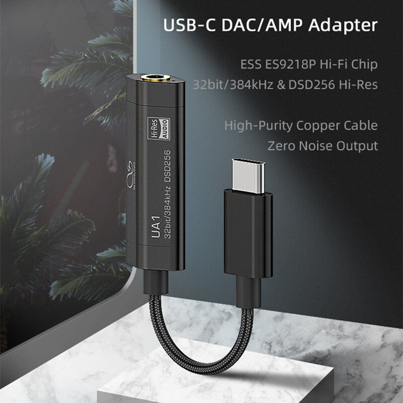 USB DAC AMP Audio ES9218P Chip Adapters Type-C To 3.5mm Cable PCM 32/384 and DSD256 for Android Windows
