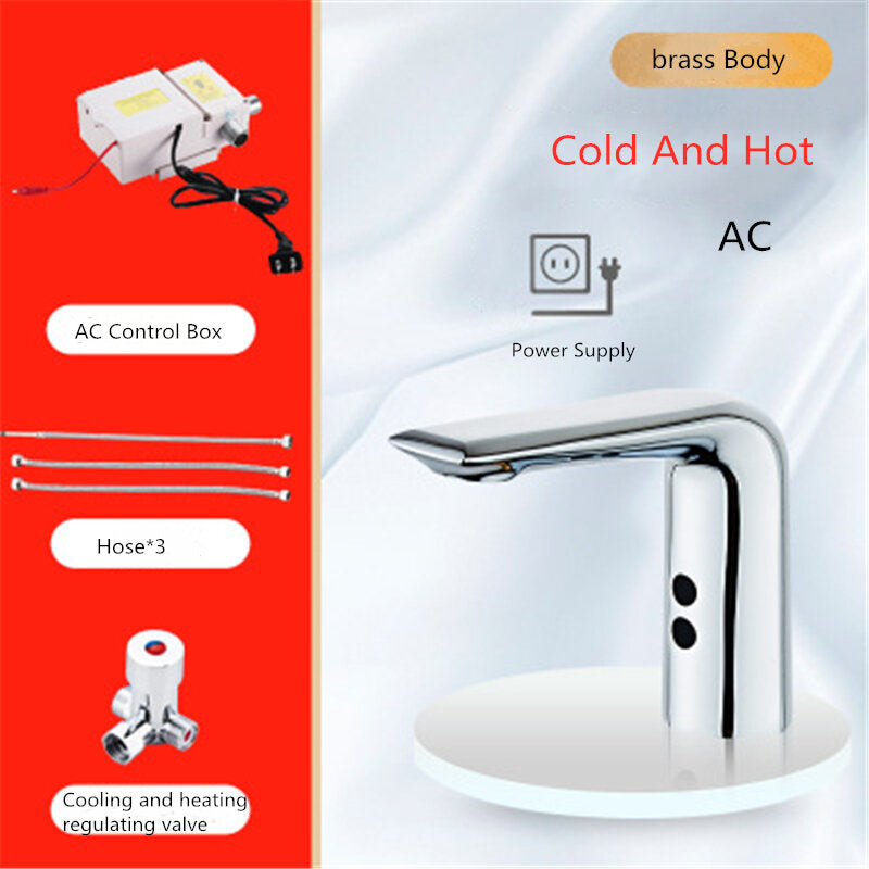 Sensor Faucet Automatic Hand-Free Infrared Sensor Sink Faucet Hot Cold Mixer Bathroom Basin Tap Smart Inductive Tap