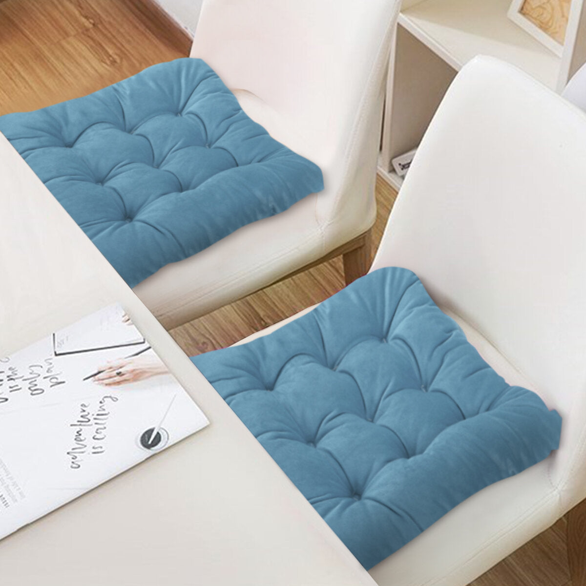 Velvet Chair Seat Cushion Pad Square Thicken Patio Home Office Car Mat 16x16"