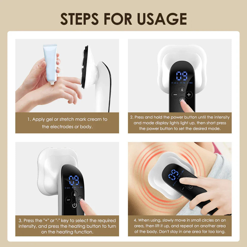 4-in-1 Cordless Electric Body Massager for Belly, Waist, Arm, Leg, Butt - Slimming Anti-Cellulite Machine