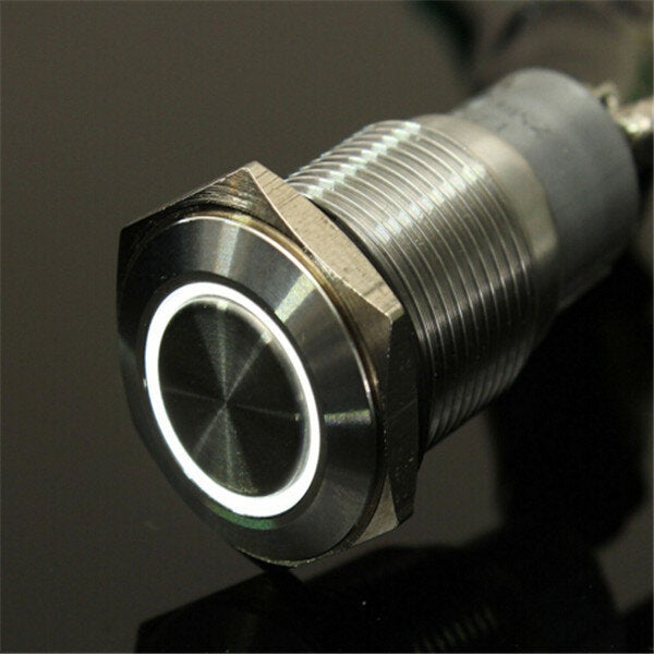 12V 16mm Latching Angel Eye LED Push Button Switch Flat Head Metal illuminated Push Button Switch