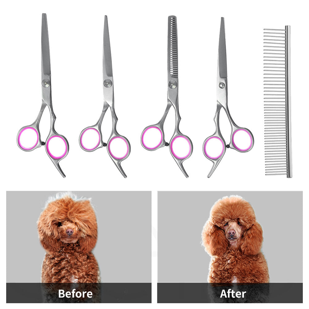 7'' Stainless Pet Dog Cat Hair Grooming Scissors Cutting Curved Thinning Shears