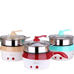 1.8L Double-Layer Stainless Steel Mini Electric Pot Pan Cooker Cooking Fry Stew