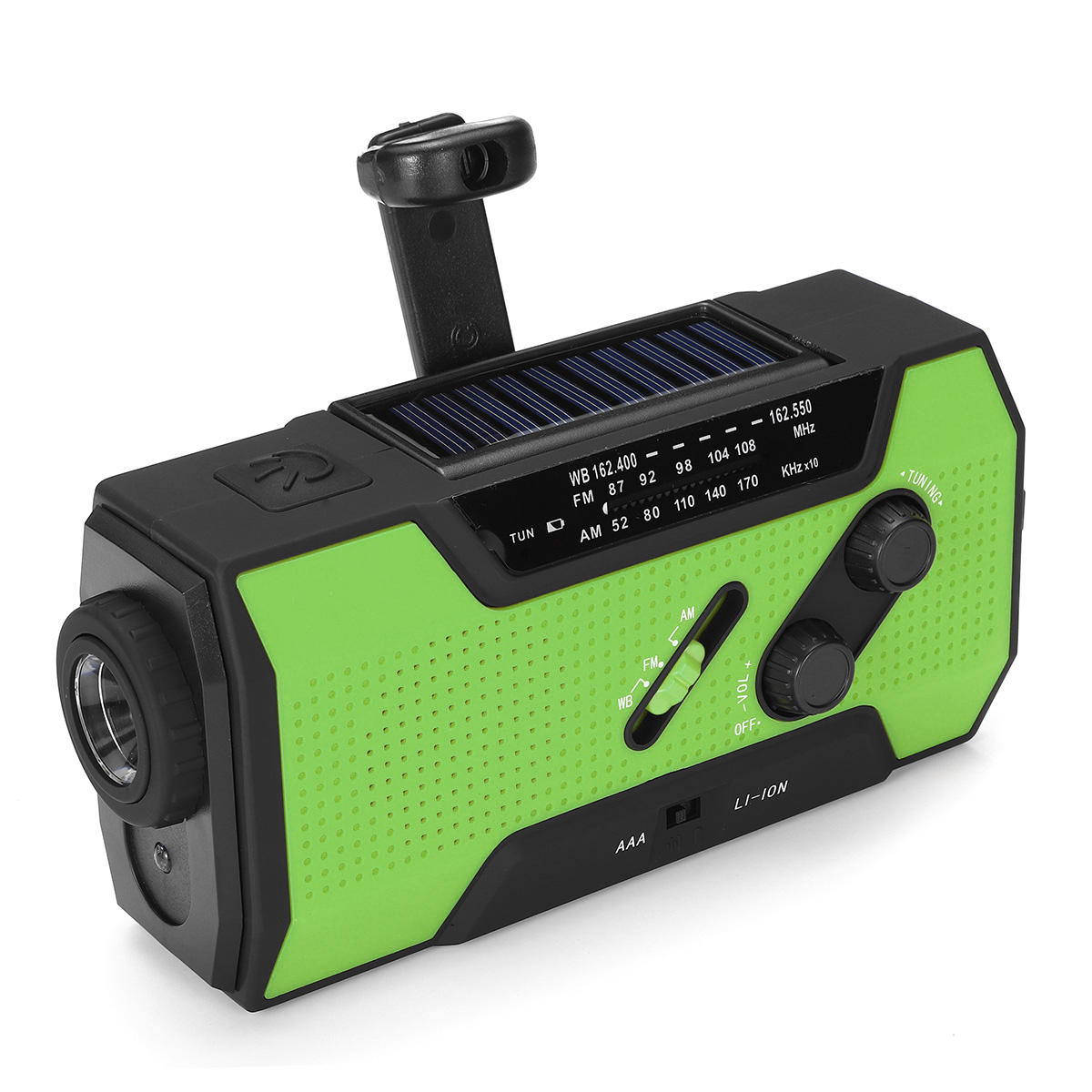 Portable AM FM NOAA Radio Solar Crank Emergency Weather Flashlight Rechargeable Power Bank for iPhone