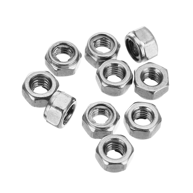 10Pcs M4 304 Stainless Steel Hex Nuts Anti Loose All Steel Insert Lock Nuts