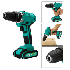 68FV Household Lithium Electric Screwdriver 2 Speed Impact Power Drills Rechargeable Drill Driver