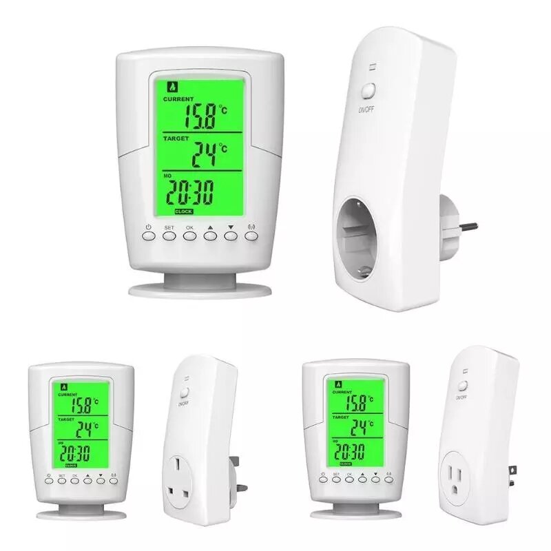 Programmable Wireless Thermostat Socket White LCD Home Intelligent Temperature Control Socket