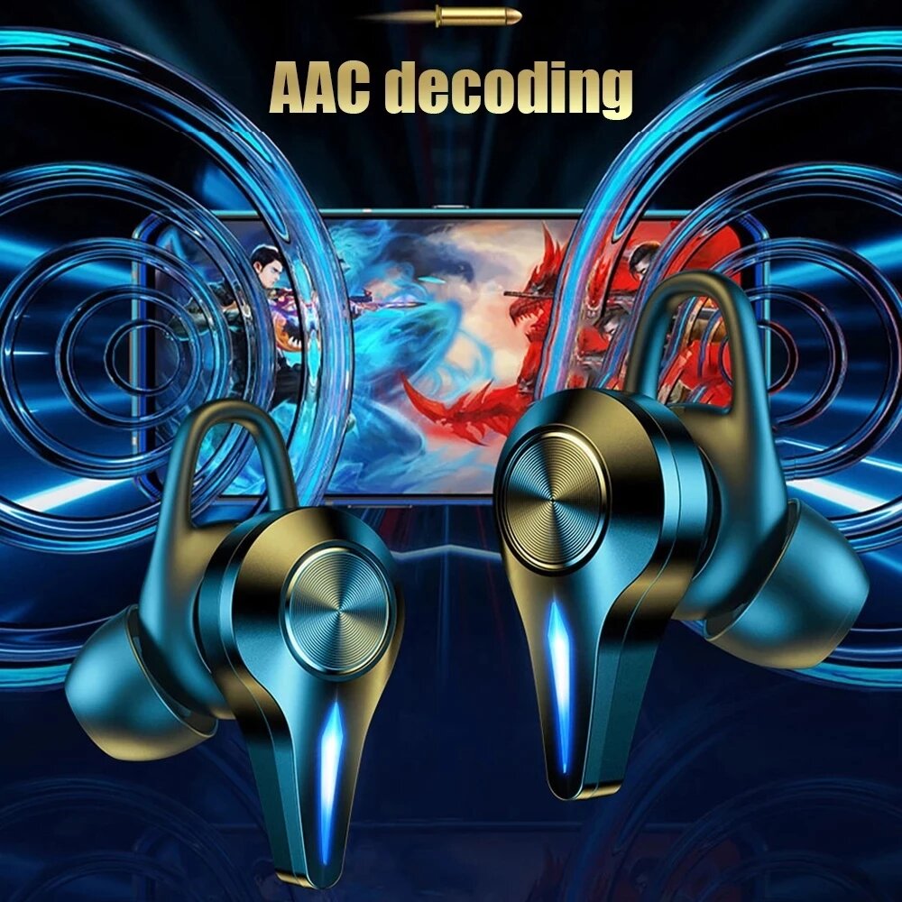 TWS bluetooth Earphone Wireless Game Headset V5.0 Stereo Low Latency Touch Control Noise Cancelling Mic
