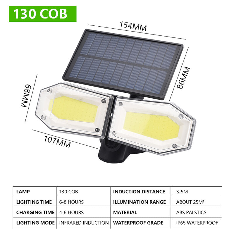 Double Head Motion Sensor LED Solar Light Outdoor Spotlight  Waterproof Rotatable Wall Lamp