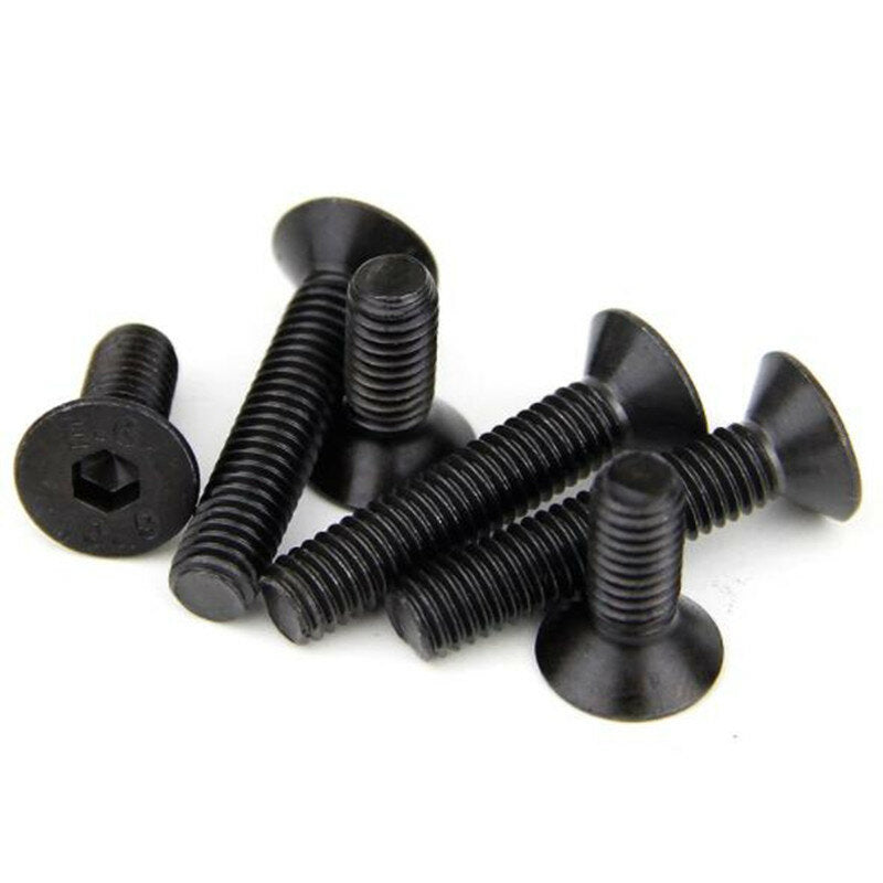 50Pcs M5 Hex Socket Countersunk Flat Head Screw Carbon Steel 10.9 Grade 6/8/10/12/14/16/18/20/25/30/35/40mm Optional