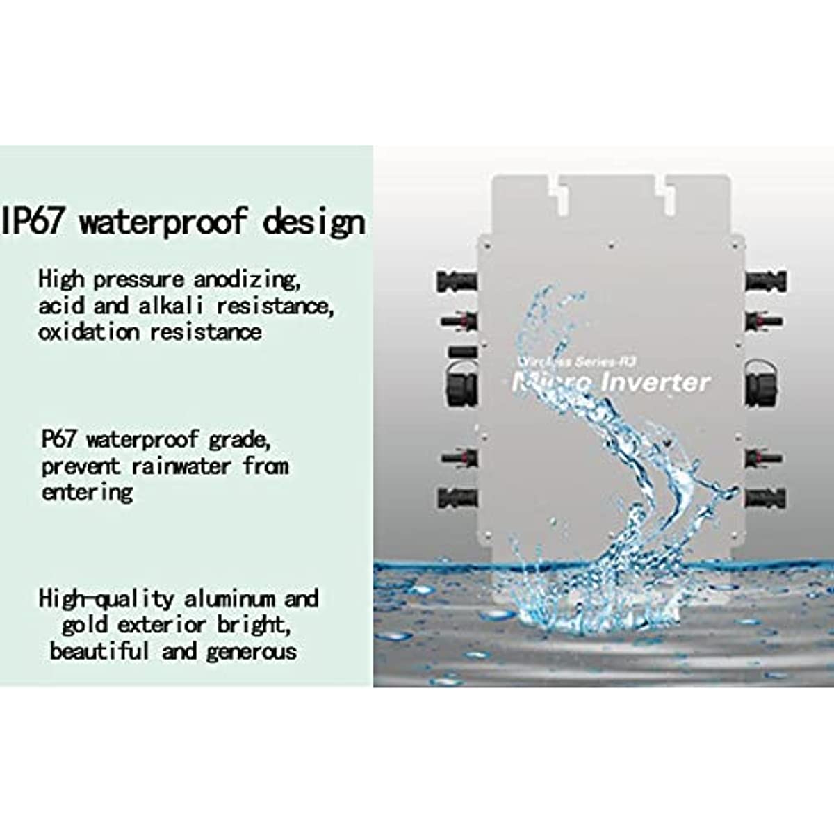 Solar Grid Tied Micro Inverter Mppt Dc to Ac 110v-230v Output for Panels, Auto Recognition and Ip65 Waterproof