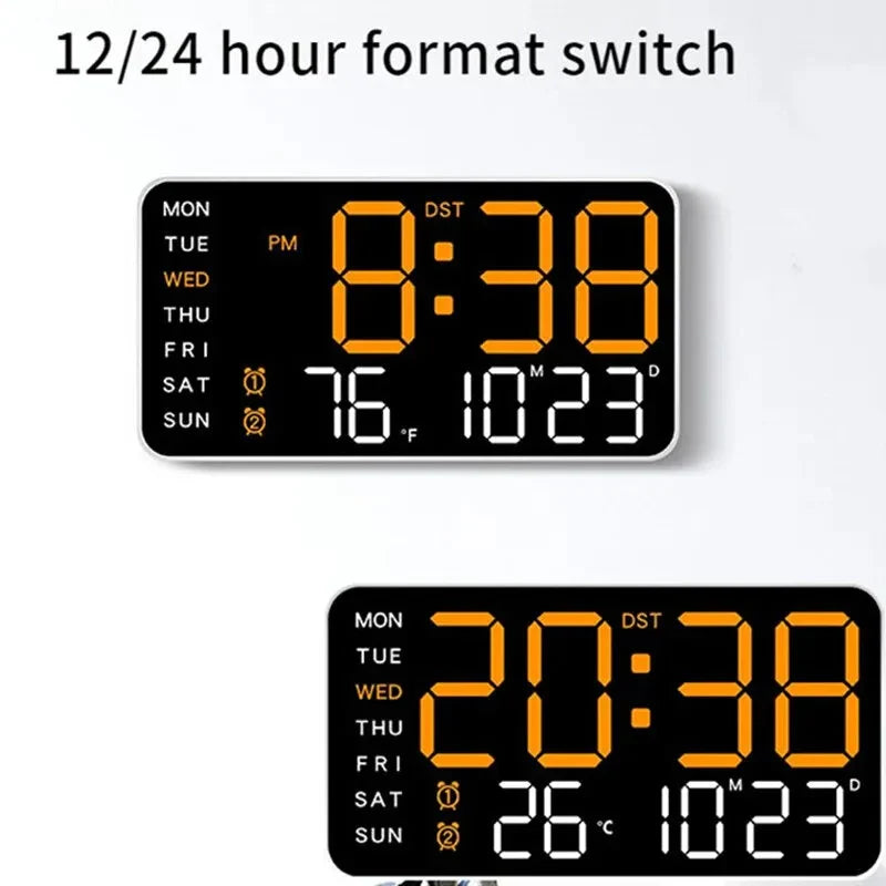 Multifunctional LED Digital Wall Clock - Borderless, Hanging or Standing Display for Living Room