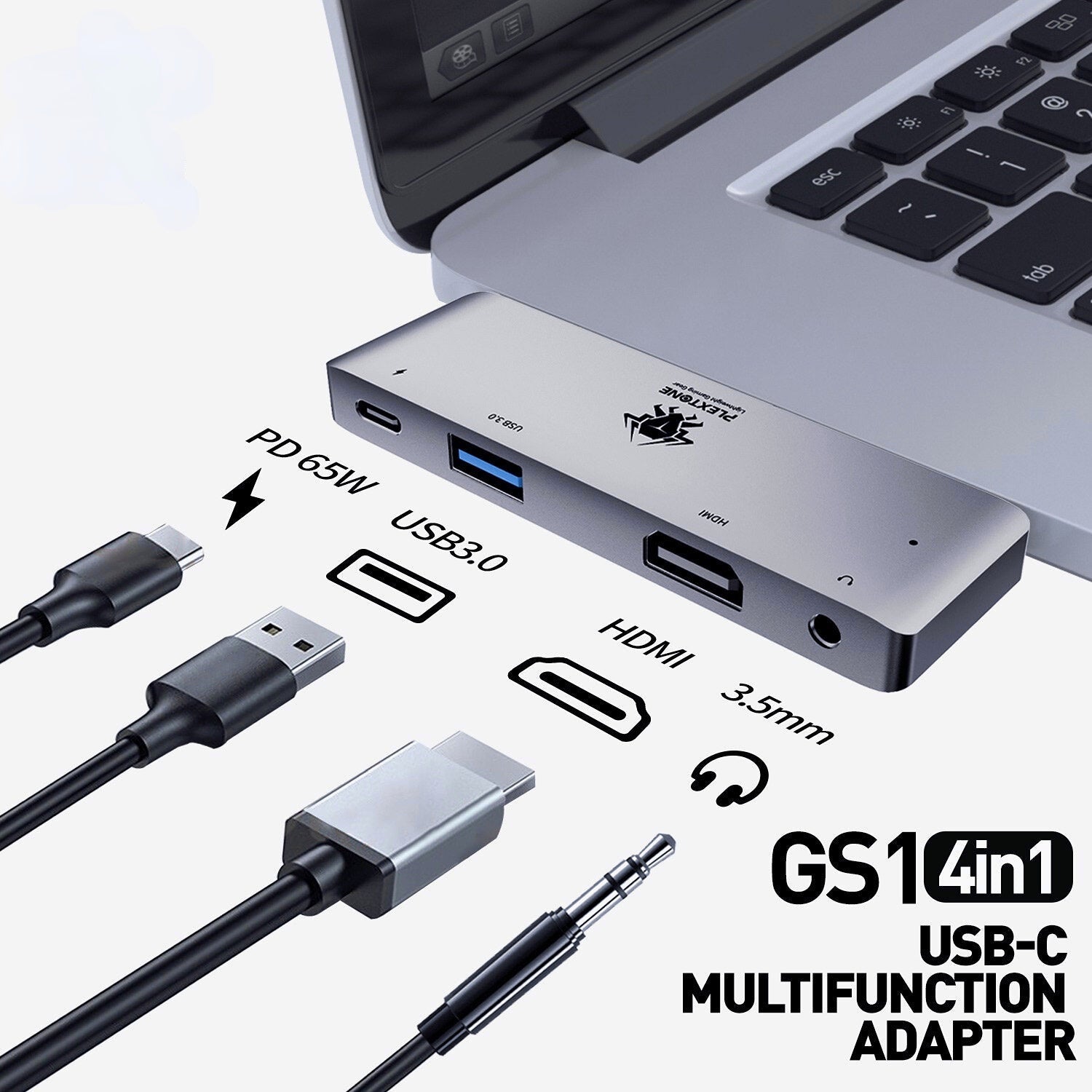 USB C Hub Adapter with 1*HDMI / 1*USB3.0 / 1*PD Charging / 1*3.5mm Audio 4 in 1