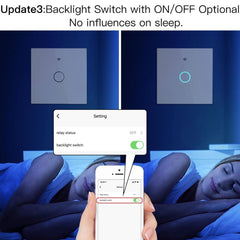 WiFi Smart Light Switch RF433 No Neutral Wire Single Fire Tuya App Control Works with Alexa Google Home,220V