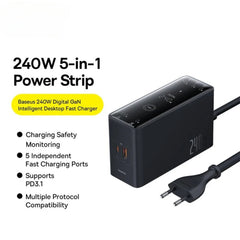 240W GaN 5-Port USB PD Charger, Fast Charging for iPhone, Samsung, Hui, Xiaomi