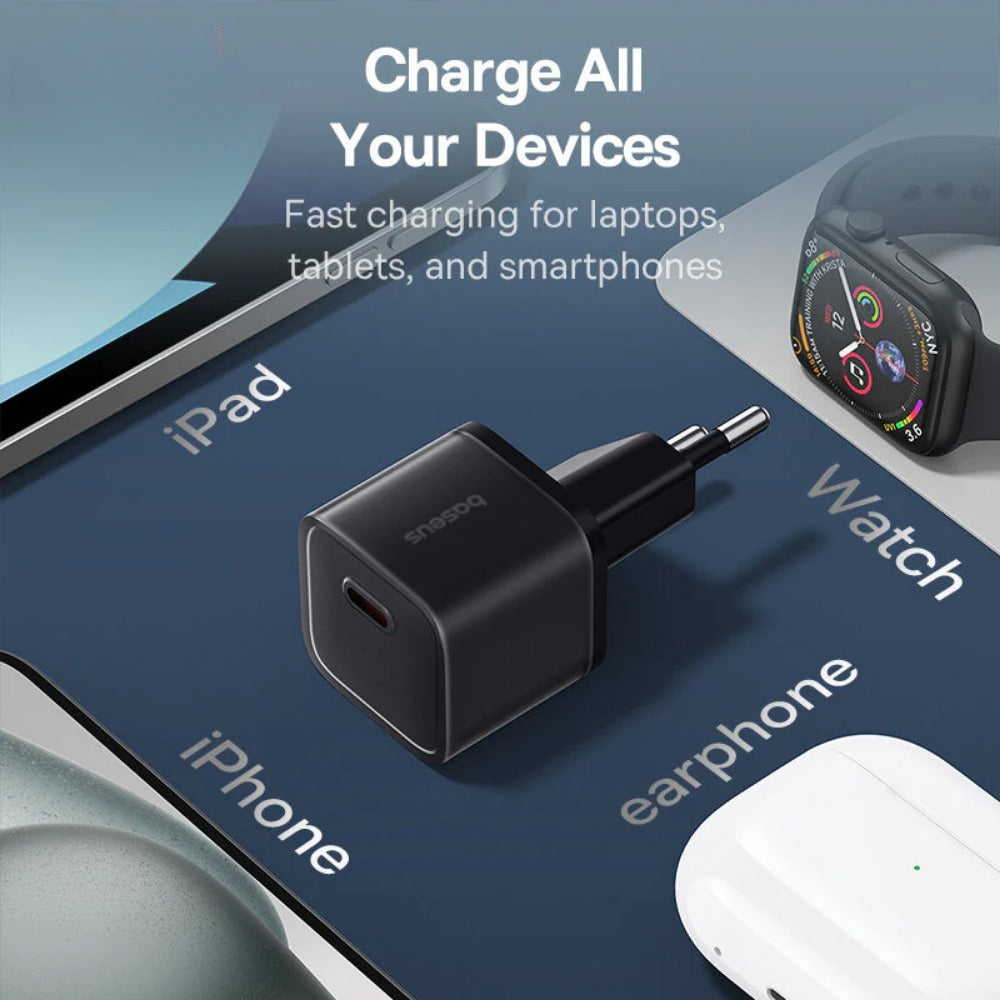 GaN5S 20W USB-C PD Charger, Fast Charging Adapter EU Plug for iPhone, Samsung, Hui