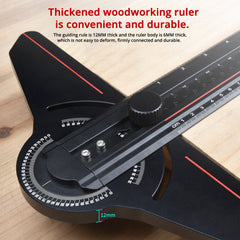 Aluminum Alloy Woodworking Edge Ruler & Protractor for Carpentry