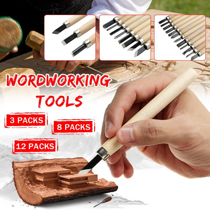 3/8/12Pcs Wood Carving Chisels Cutter Craft Hand wood working Tools For Sculpture Engraving