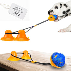 Dog Chew Toys Dog Rope Ball Pull Toy with Double Suction Cup Multi-functional Interactive Dog Tug of War Toy, Pet Aggressive Chewers with Teeth Cleaning and Food Dispensing