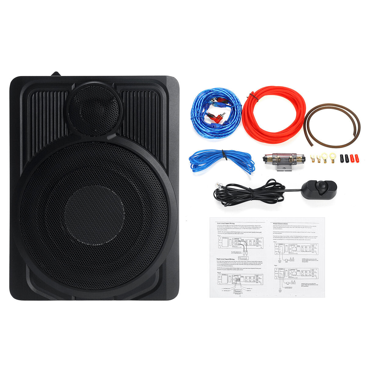 12V Powered Car Under Seat Subwoofer 360 Surround 10inch 600W Ultra-thin Body Power Amplifier Speaker Audio Super Bass