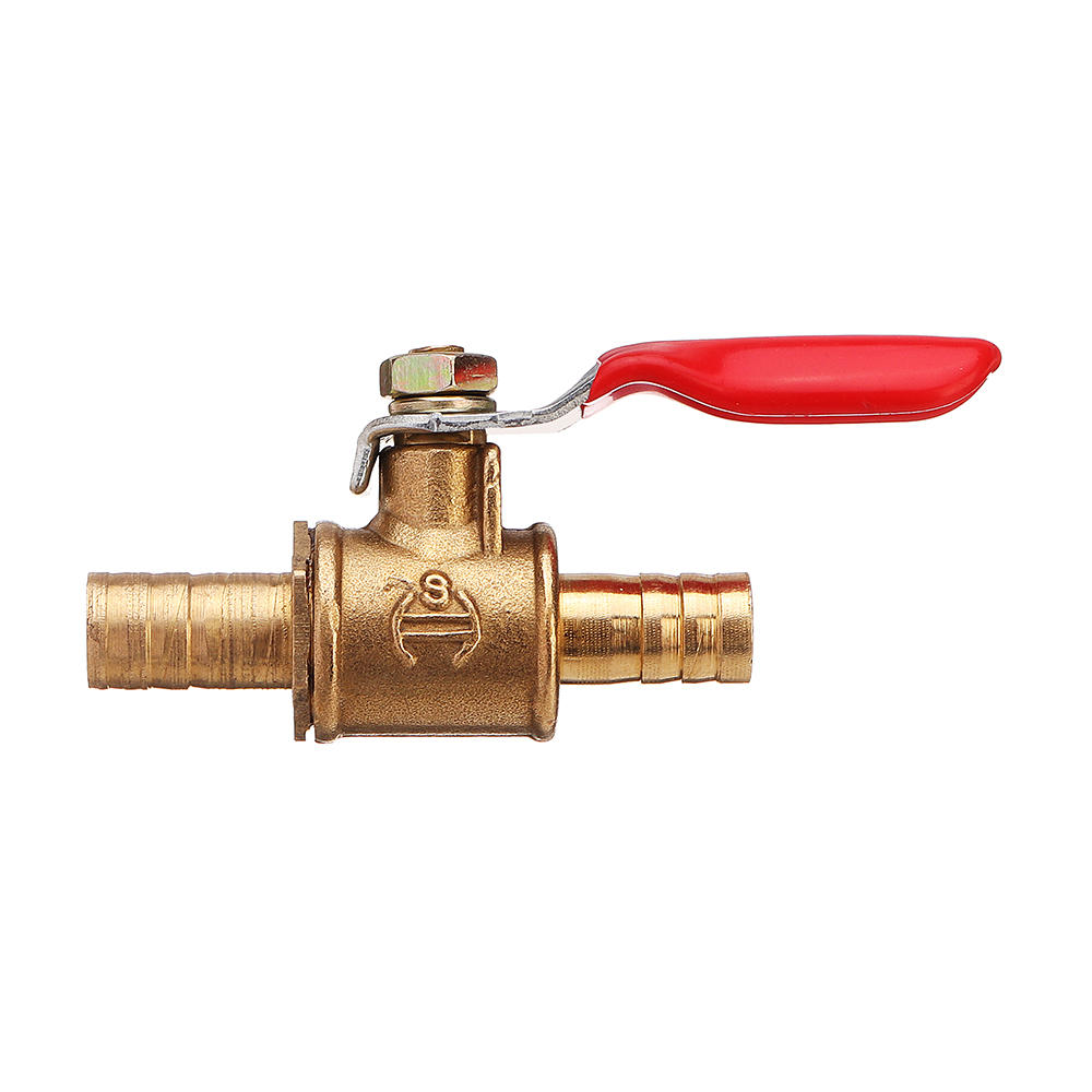 8/10mm Hose Barb Inline Brass Shutoff Mini Ball Valve Pipe Fitting 180 Handle Water Gas Fuel Line