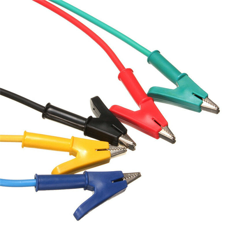 5Pcs 1M 4mm Silicone Banana Plug to Crocodile Alligator Clip Test Probe Lead Wire Cable