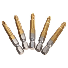 10pcs 50mm Titanium Coated 1/4 Inch Hex Shank PH2 Magnetic Anti Slip Electric Screwdriver Bit Set