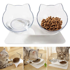 1/2 PCS Bowl Oblique Mouth Double Bowl Drinking Food Bowl Neck-protection Pet Bowl Cat Supplies Dog Puppy