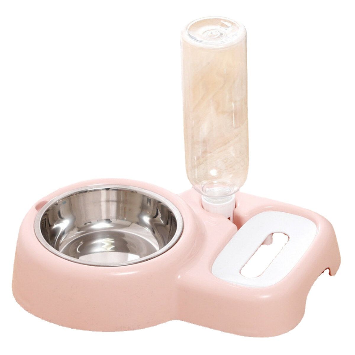 2 In 1 Automatic Pet Bowl 500ml Adjustable Drinking Fountain Dog Cat Food Feeder