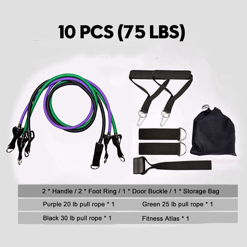 10-16Pcs/Set Resistance Bands Yoga Rubber Tubes Home Fitness Pull Rope Gym Exercise Tool