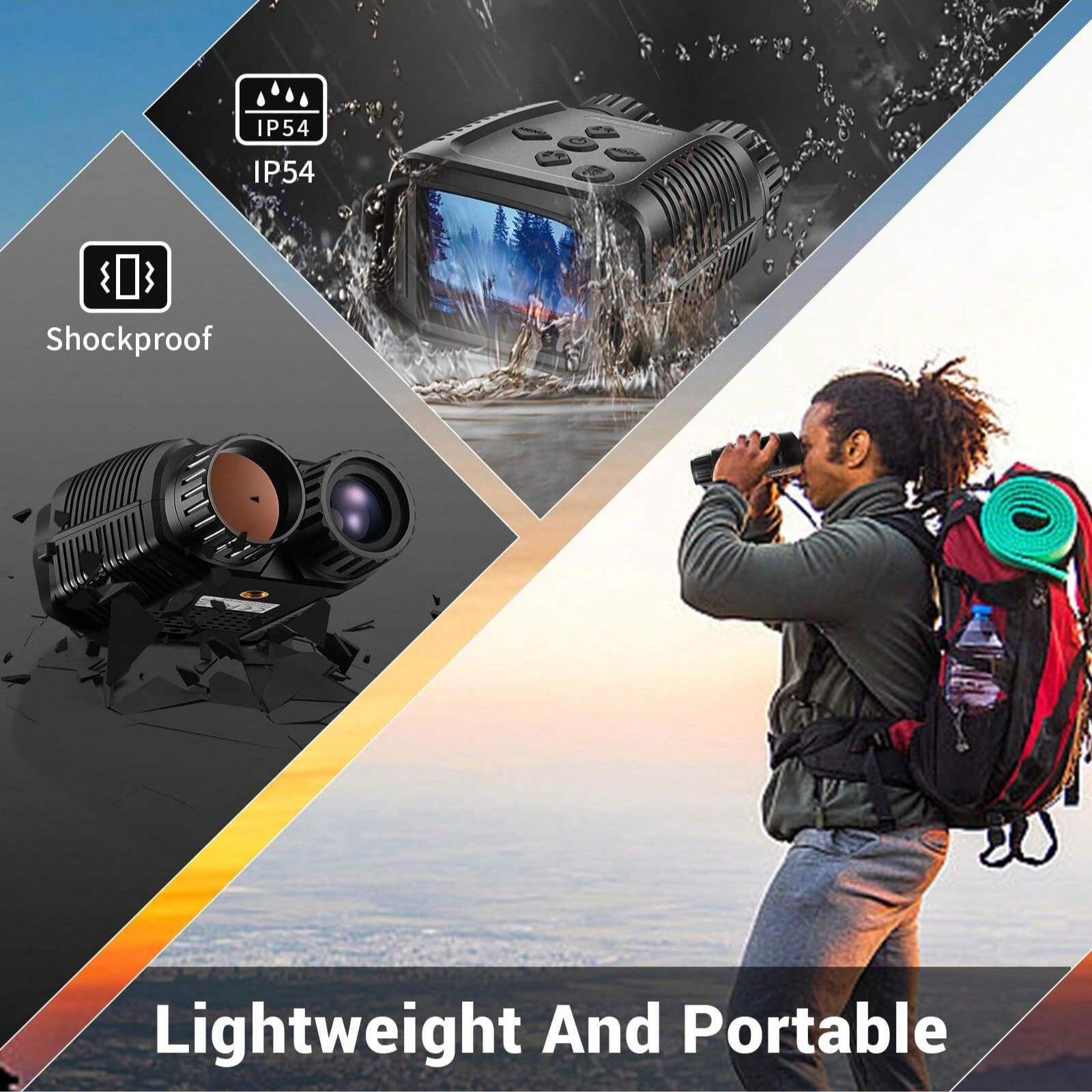 4K Mini Night Vision Goggles, Infrared Binoculars, 2.4" Screen, 8X Zoom, 7 IR Levels, 32GB Card