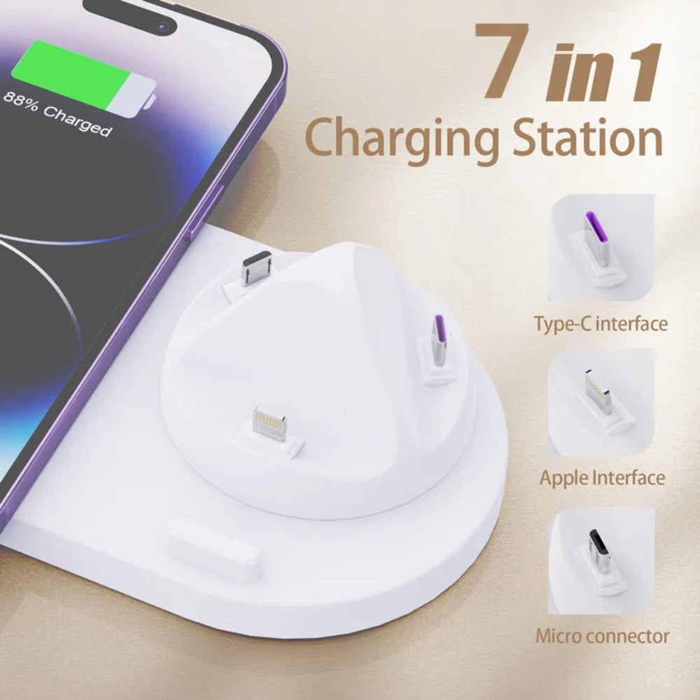 30W 7-in-1 Wireless Charger Stand for iPhone 14/13/12 Pro Max, Apple Watch, AirPods