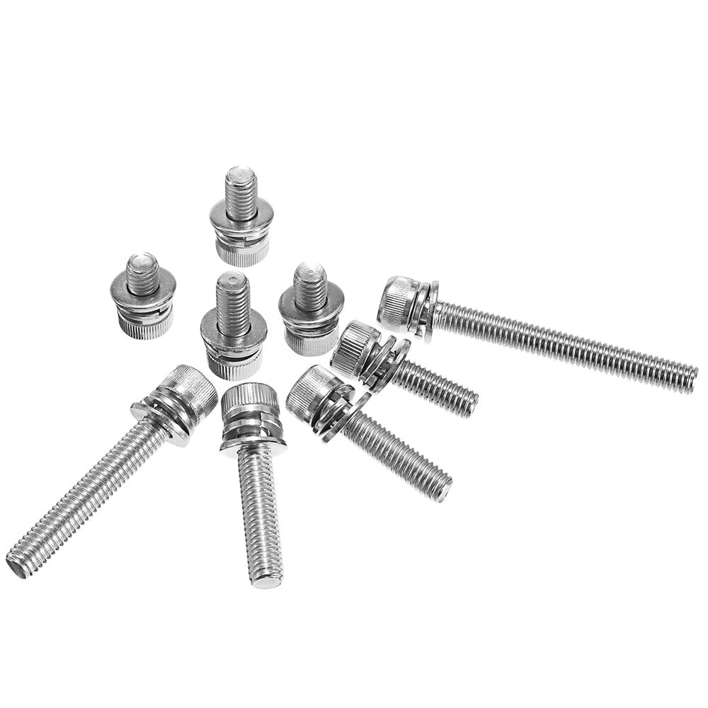 50Pcs M6 Hex Socket Knurled Cap Head Screw 304 Stainless Steel Bolt Assortment Set