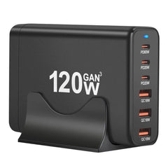 120W GaN 6-Port USB PD Charger, Fast Charging Station for iPhone, Hui, Samsung