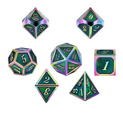 7Pcs/Set Rainbow Edge Metal Dice Set with Bag Board Role Playing Dragons Table Game Bar Party Game Dice Hobbies Toy Gift