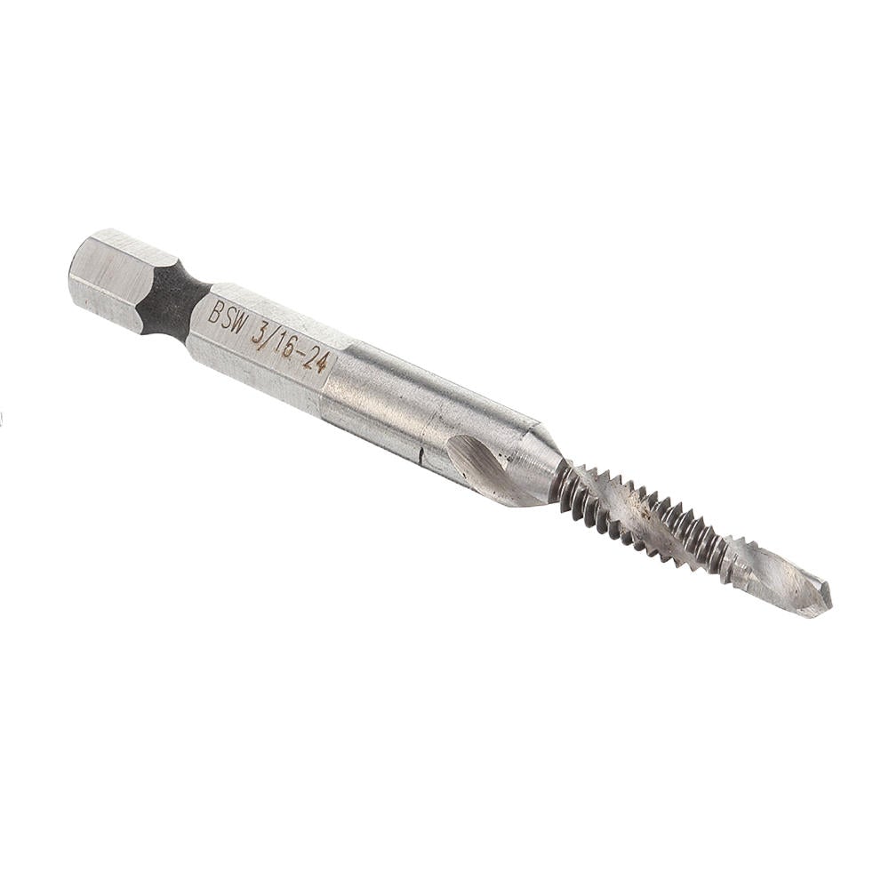 1/8-3/8 Inch BSW Thread HSS Combination Drill Tap Bit 1/4 Hex Shank Deburr Countersink