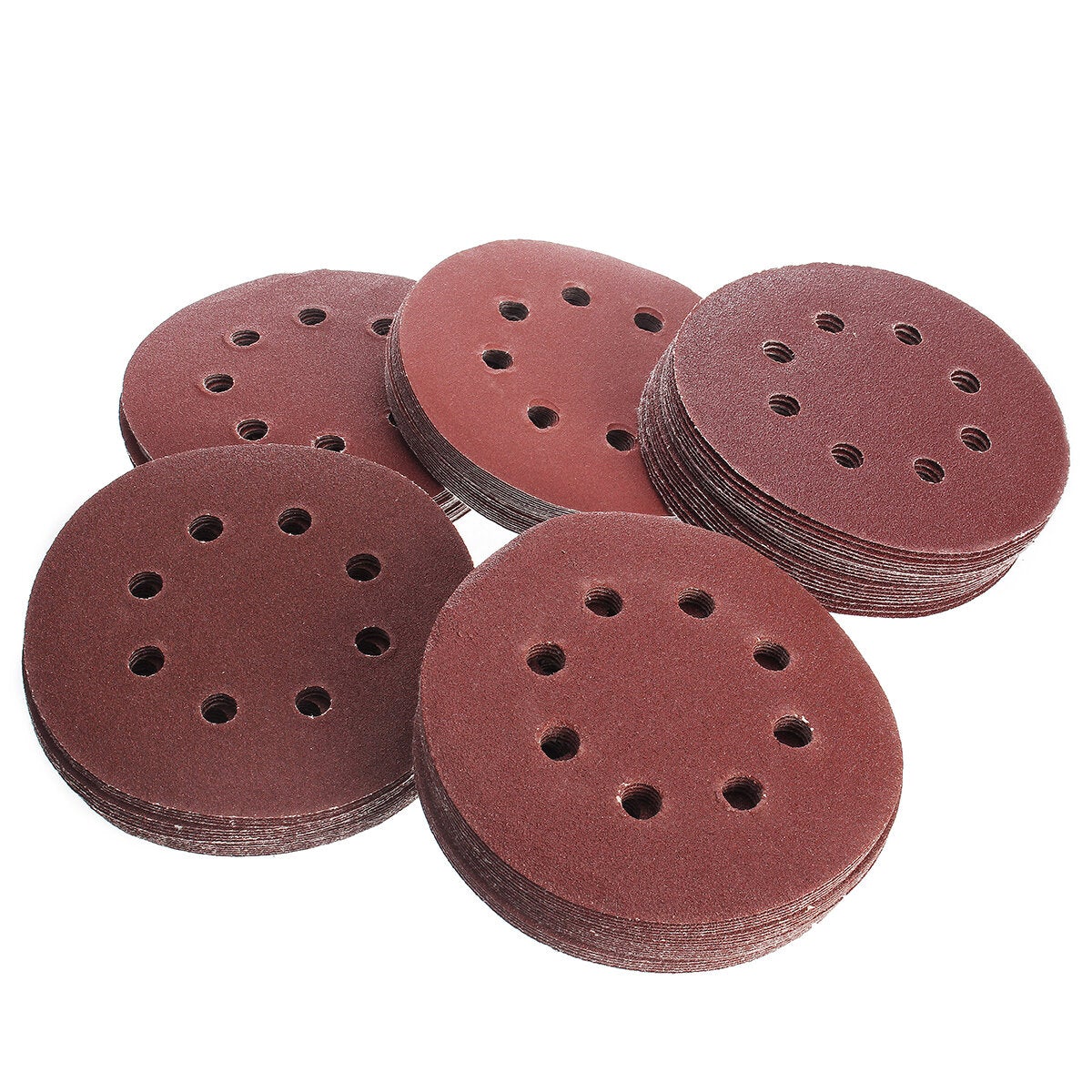 100Pcs 125mm 8 Holes Abrasive Sand Discs 60/80/100/120/240 Grit Sanding Papers