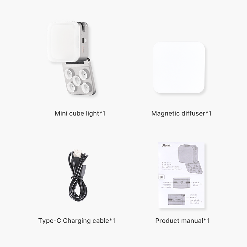 Mini Cube Video Light 2700K-8500K Magnetic Suction Cup Lamp with 1/4 inch Screw Hole for Laptop Computer Lighting Conference Mobile Phone Selfie