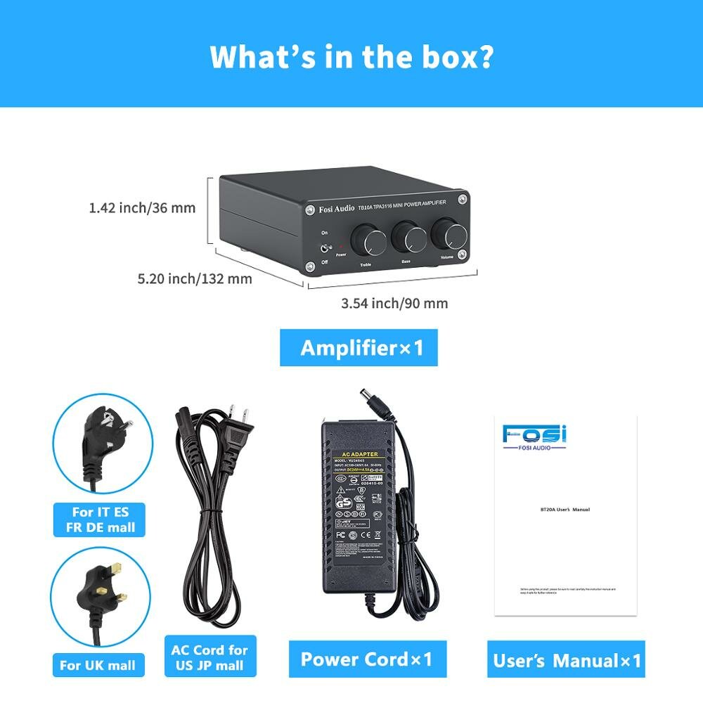 200W 2 Channel Stereo Audio Amplifier Receiver Mini Hi-Fi Class D Integrated Amp 2.0CH for Home Speakers