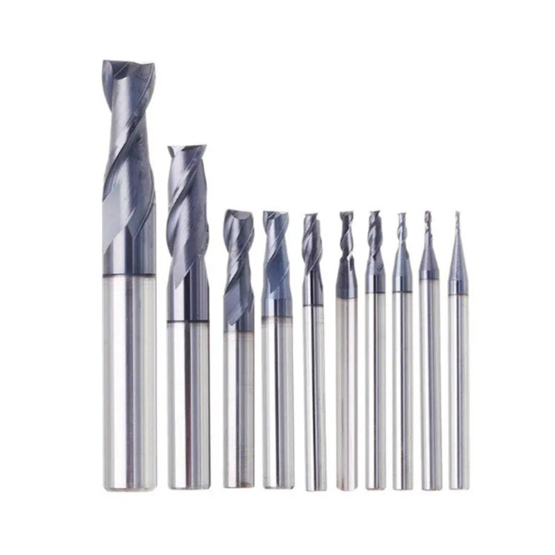 1-20mm 2 Flute End Mill HRC50 Tungsten Steel TiAIN Coat Milling Cutter For CNC Machine