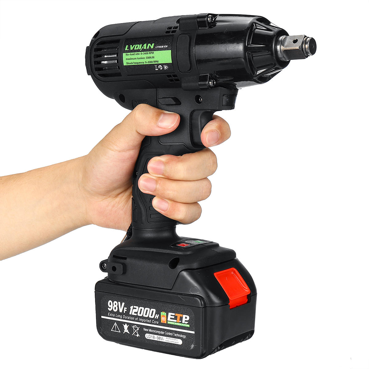 98VF 320NM 12000mAh Cordless Electric Power Impact Wrench Drill Screwdriver Set 110-240V