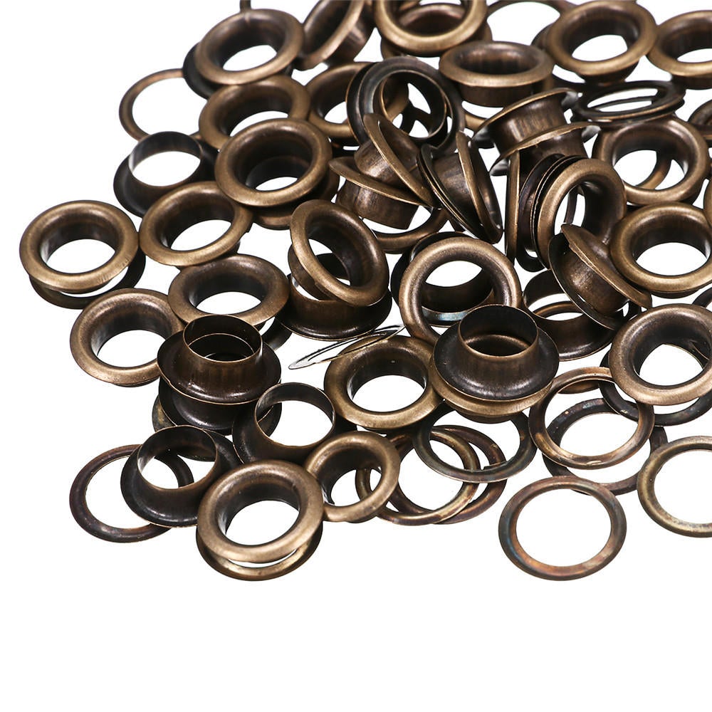 100pcs 6mm Brass Eyelets Silver Bronze Punch Tool Kit Leather Craft Clothes DIY Tools Kit