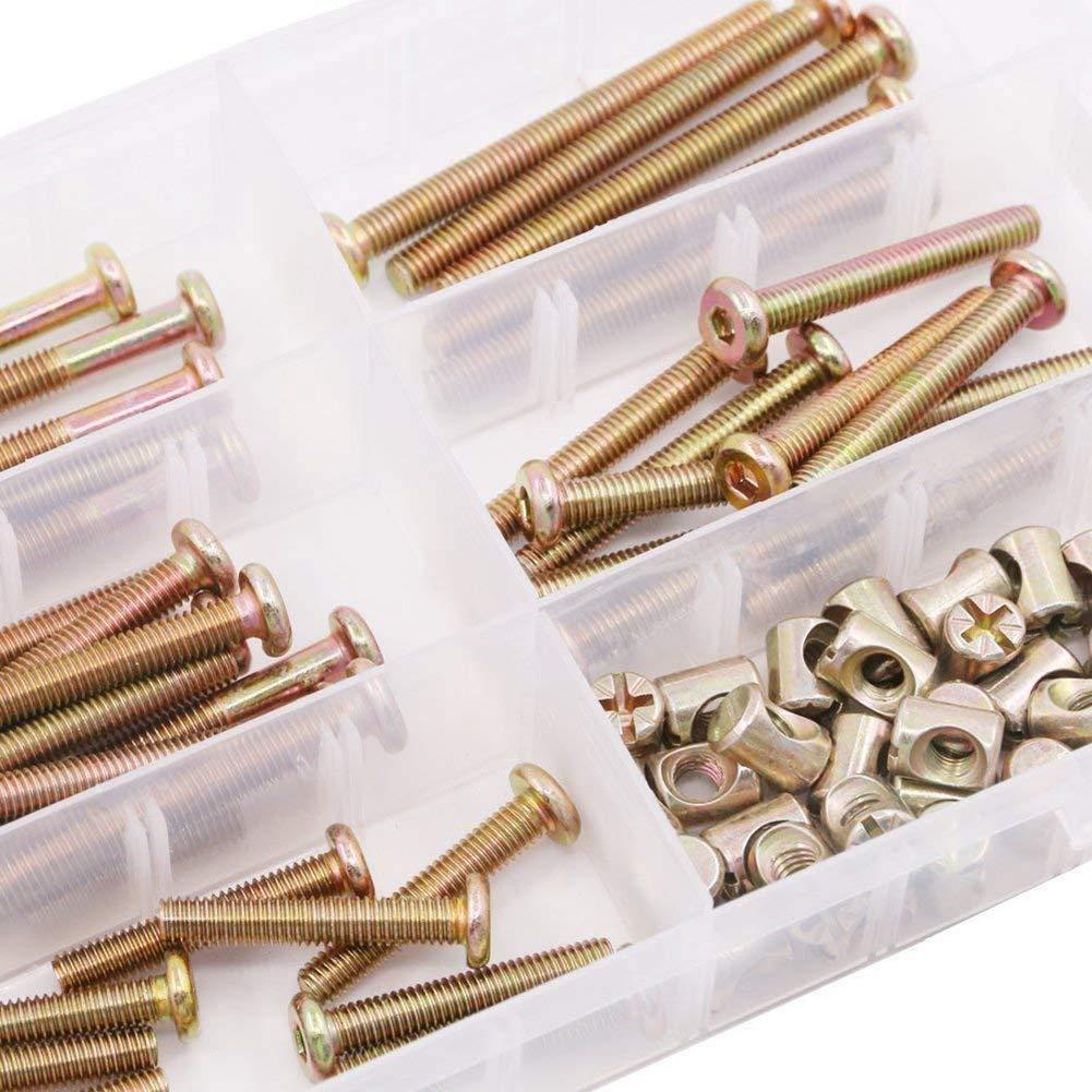 100Pcs High Precision M6 Hex Socket Head Cap Screws Bolts and Barrel Nuts Assortment Kit Furniture Connection Screw