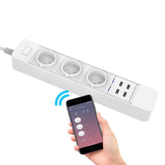 Smart WIFI App Control Power Strip with 3 EU Outlets Plug 4 USB Fast Charging Socket Work Power Outlet