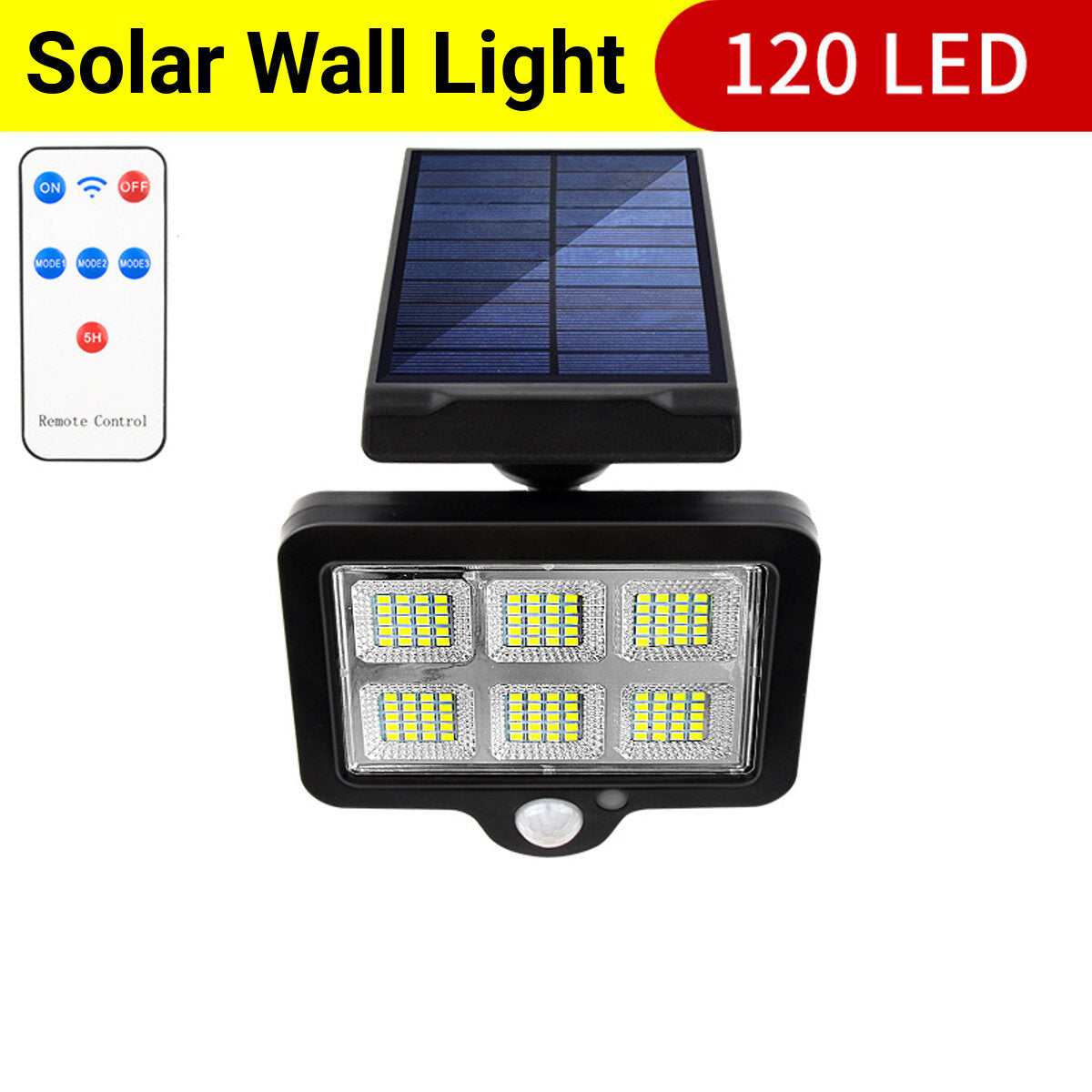 96/120/160 LED Solar Motion Sensor Lights Security Wall Lamp Floodlight Remote Control