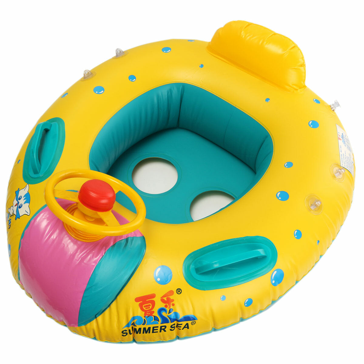 Baby Inflatable Swimming Float Ring PVC Lying Water Seat Boat Sunshade Pool Mattress with Canopy Kid Gift