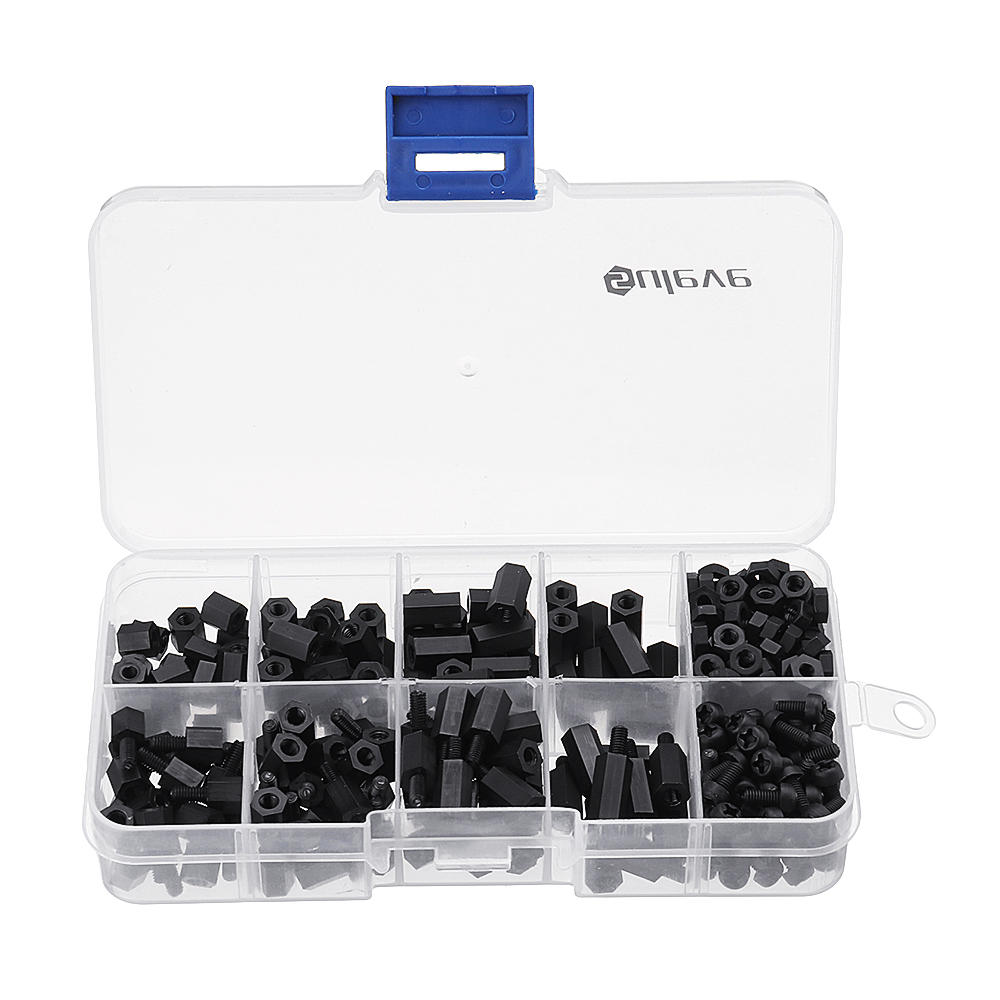 M2 M3 Nylon Screw Black Hex Screw Nut Nylon PCB Standoff Assortment Kit 600Pcs