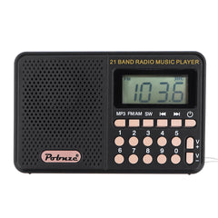 Portable Mini 70MHz-108MHz FM/AM/SW Radio Rechargeable MP3 Music Player Speaker Support TF Card U Disk Playback